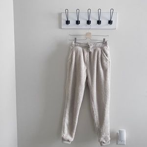 Beige Faux Sherpa Joggers